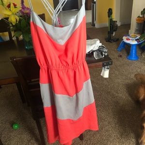 Coral and grey dress